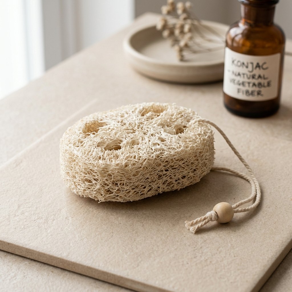 Esponja facial Konjac seca antes de activarla con agua tibia